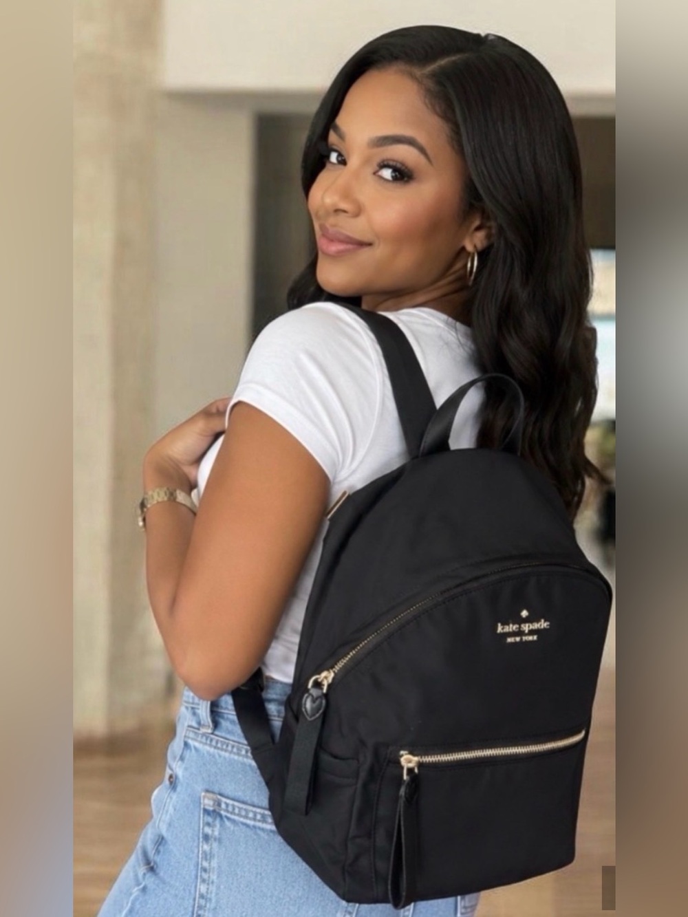Kate Spade NY Chelsea Medium Black Nylon Backpack